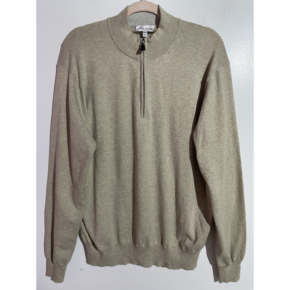 Peter Millar Sweater Mens L Beige Pima Cotton Silk Cashmere Preppy Academia